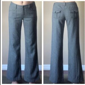 Banana Republic 66% Wool Herringbone Gray Lined Career Office Work Pants Size 4